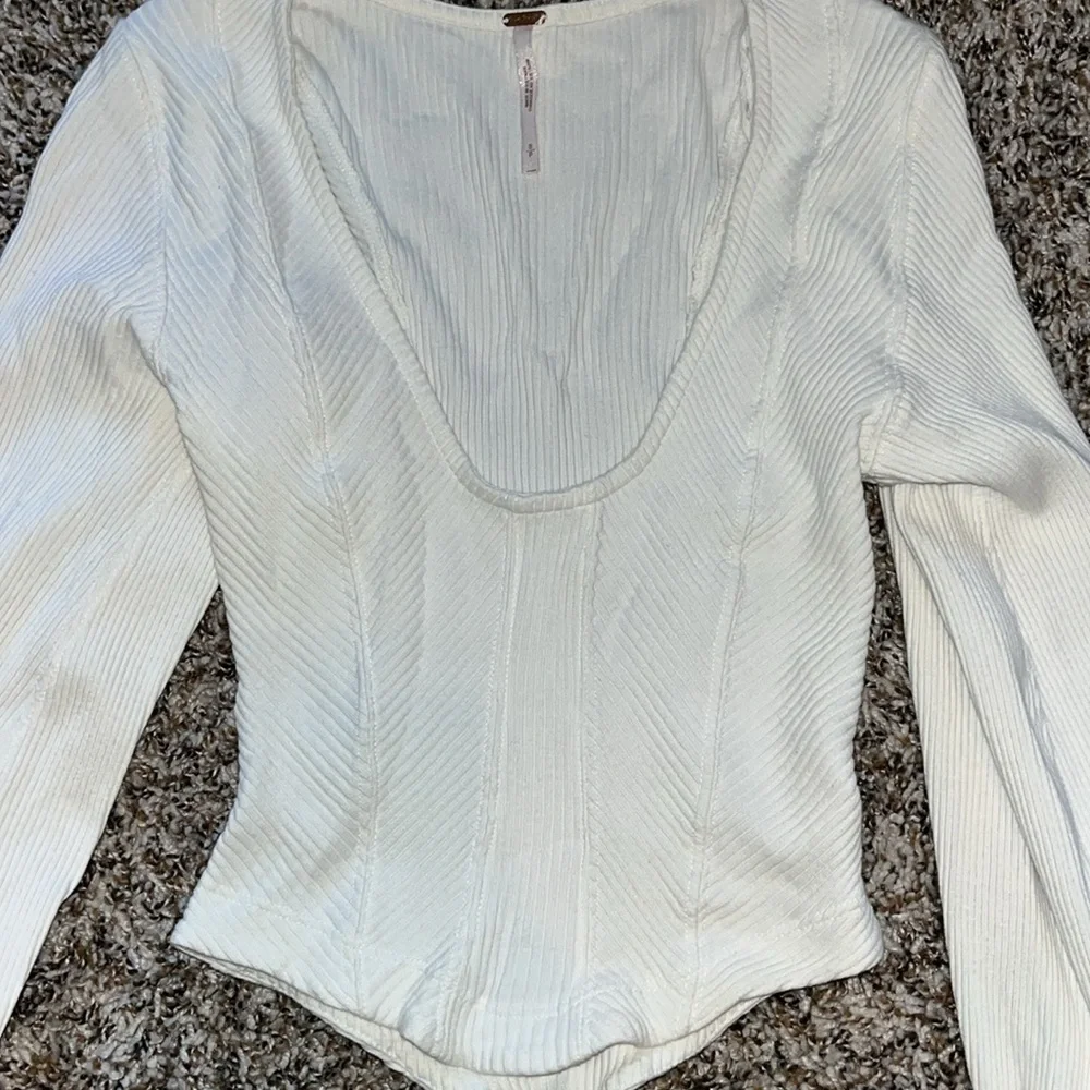 Free People White Ribbed Women's Top